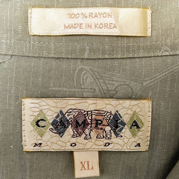 CAMPIA Tiki Shirt Top Y2K Embossed Print Martini Glasses 100% Rayon Unique Rare - Picture 9 of 12